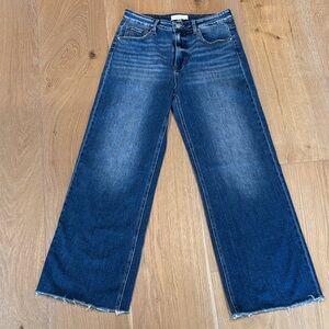 Risen High Rise Straight Leg Jeans | 11/30 | Stretch | Raw Hem | Contemporary